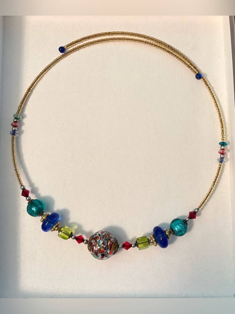 Artisan Multi-Color Millefiori Glass Bead Statement Necklace